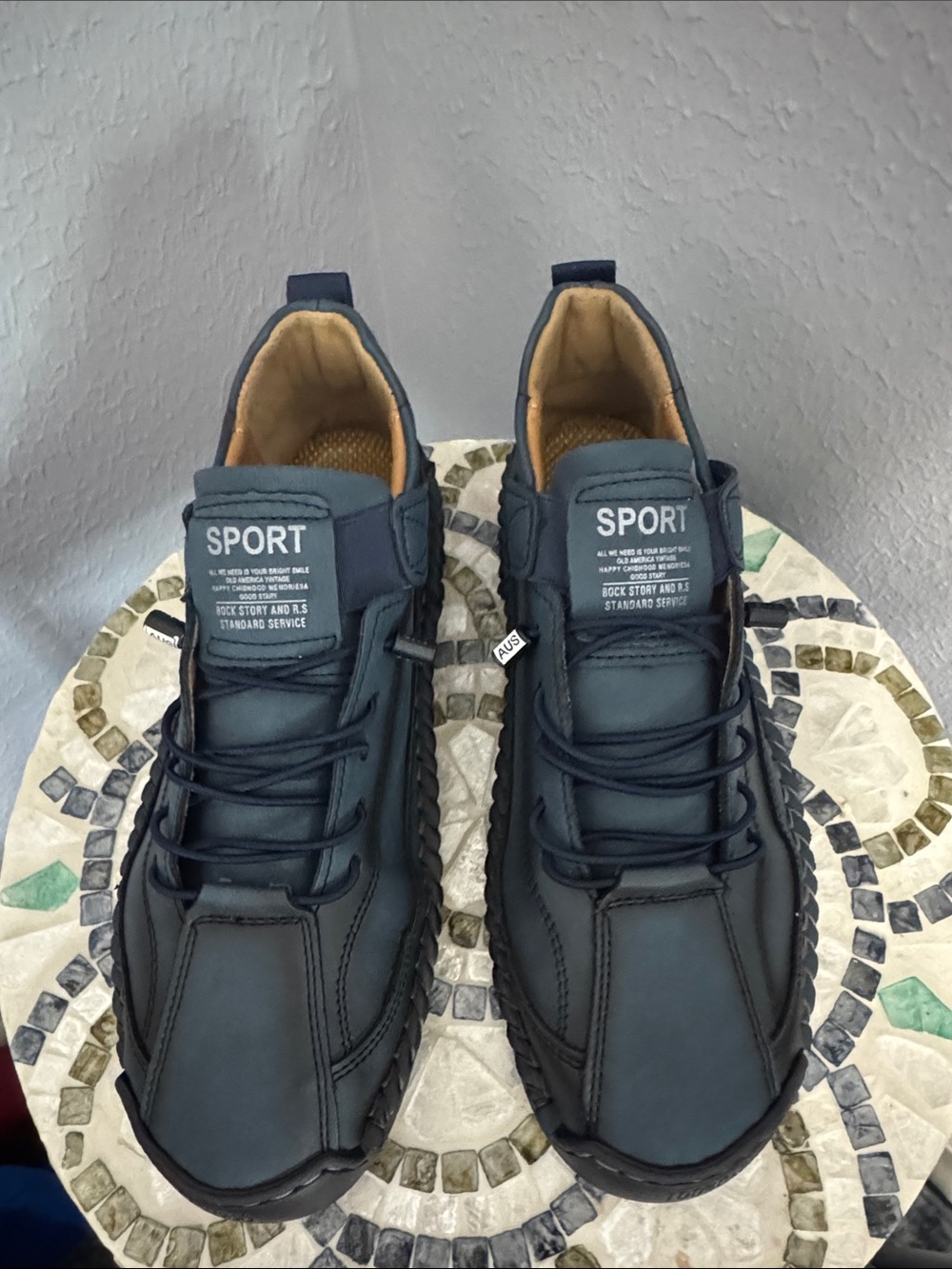 Unisex Dark Navy Lace-Up Orthopedic Sneakers women’s 8.5, Men’s 6.5